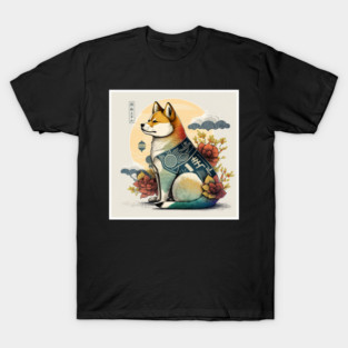 Shiba Inu Dog, Japanese Art Style, Dog Lover T-Shirt