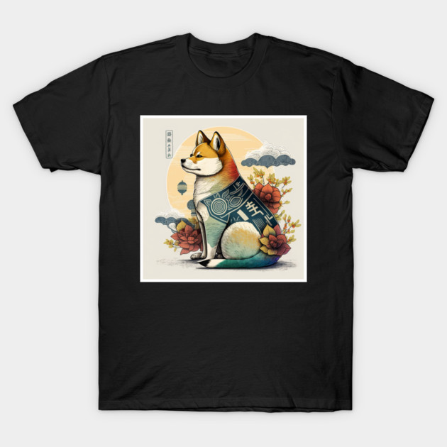 Shiba Inu Dog, Japanese Art Style, Dog Lover T-Shirt by logiamerch