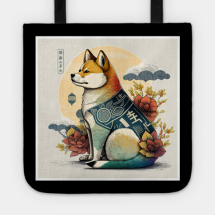 Shiba Inu Dog, Japanese Art Style, Dog Lover Tote