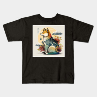 Shiba Inu Dog, Japanese Art Style, Dog Lover Kids T-Shirt
