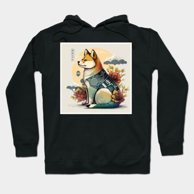 Shiba Inu Dog, Japanese Art Style, Dog Lover Hoodie by logiamerch