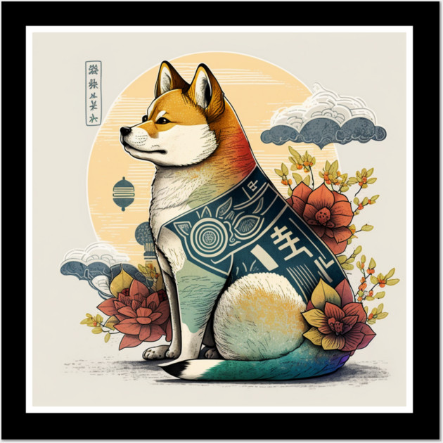 Shiba Inu Dog, Japanese Art Style, Dog Lover Wall Art by logiamerch