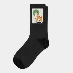 Shiba Inu Dog, Japanese Art Socks