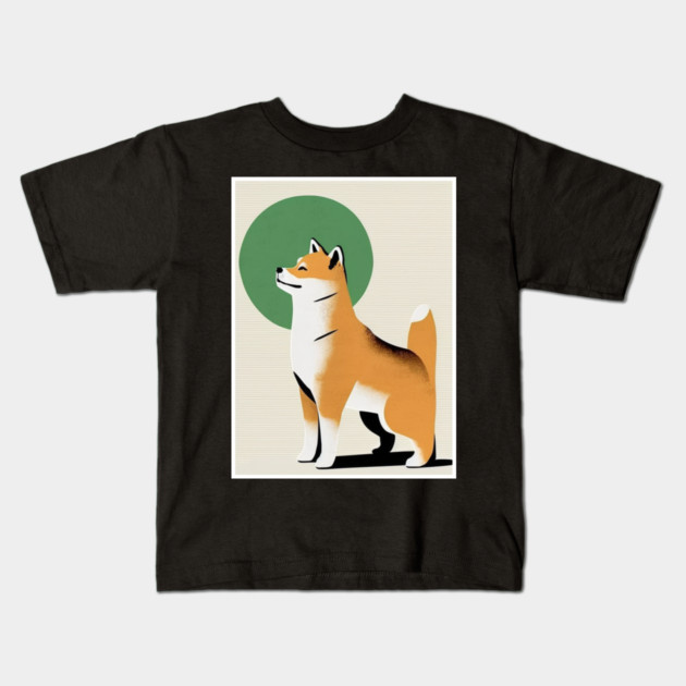 Shiba Inu Dog, Japanese Art Kids T-Shirt by logiamerch