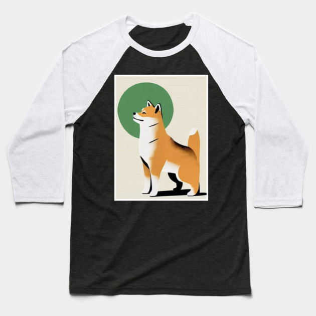 Shiba Inu Dog, Japanese Art Baseball T-Shirt by logiamerch
