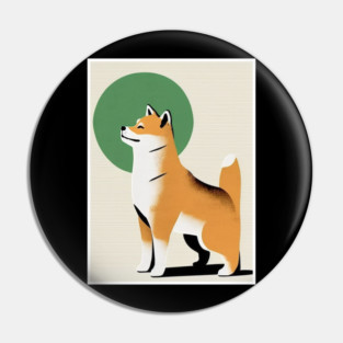 Shiba Inu Dog, Japanese Art Pin