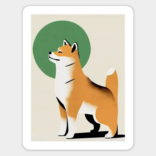 Shiba Inu Dog, Japanese Art Sticker by logiamerch