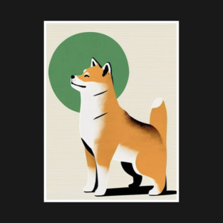 Shiba Inu Dog, Japanese Art T-Shirt