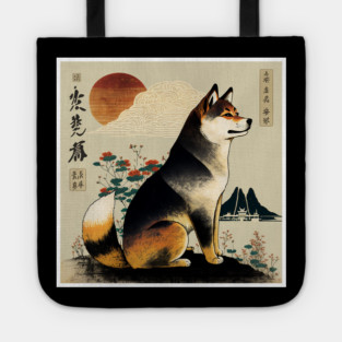 Shiba Inu Dog, Japanese Art Tote