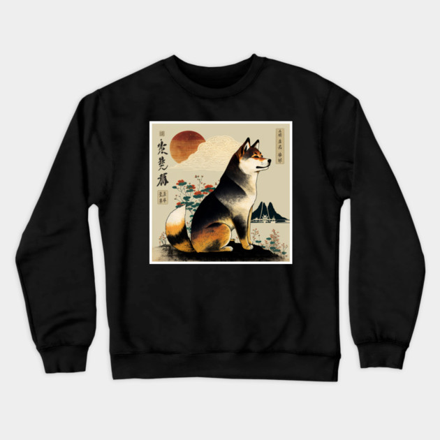 Shiba Inu Dog, Japanese Art Crewneck Sweatshirt by logiamerch