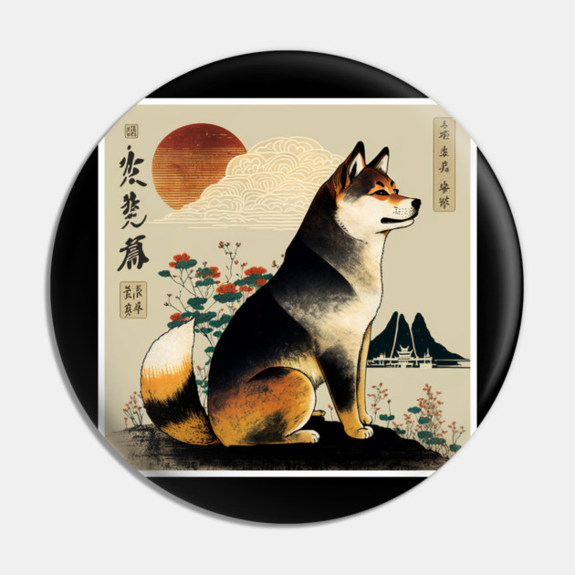 Shiba Inu Dog, Japanese Art Pin by logiamerch