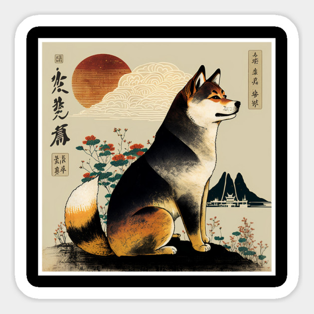 Shiba Inu Dog, Japanese Art Magnet by logiamerch