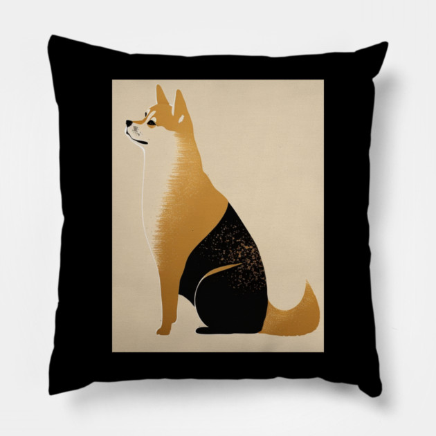 Shiba Inu Dog, Japanese Art, Minimalist Pillow by logiamerch