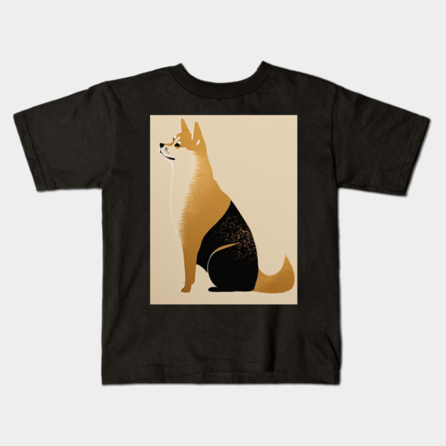 Shiba Inu Dog, Japanese Art, Minimalist Kids T-Shirt by logiamerch