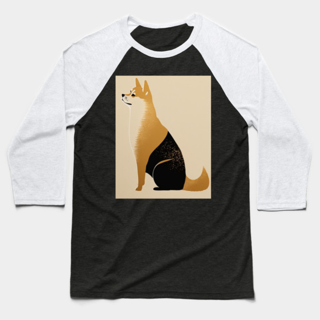 Shiba Inu Dog, Japanese Art, Minimalist Baseball T-Shirt by logiamerch