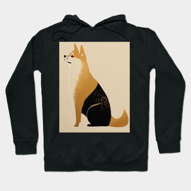 Shiba Inu Dog, Japanese Art, Minimalist Hoodie by logiamerch