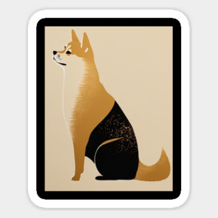 Shiba Inu Dog, Japanese Art, Minimalist Sticker
