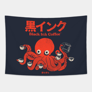 Black Ink Coffee Tapestry