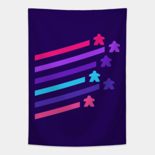 Cyberpunk Neon Meeples Tapestry