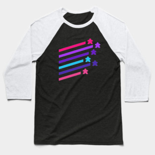Cyberpunk Neon Meeples Baseball T-Shirt