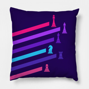 Cyberpunk Neon Chess Pieces Pillow