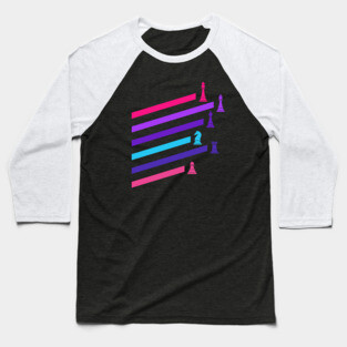 Cyberpunk Neon Chess Pieces Baseball T-Shirt