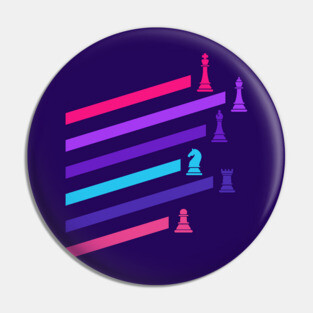 Cyberpunk Neon Chess Pieces Pin