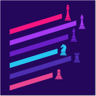 Cyberpunk Neon Chess Pieces Posters and Art