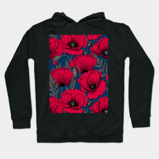 Red poppy garden Hoodie