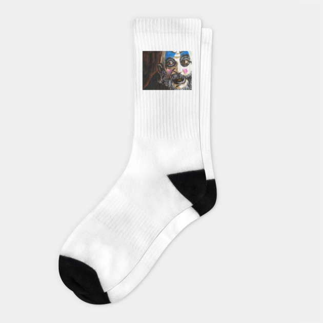 The Devil's Rejects "Aren't We Funny?" Captain Spaulding canvas portrait (original) Socks by StagArtStudios