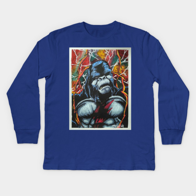 The Flash - "Run, Grodd, Run" Flash/Gorilla Grodd portrait (original) Kids Long Sleeve T-Shirt by StagArtStudios