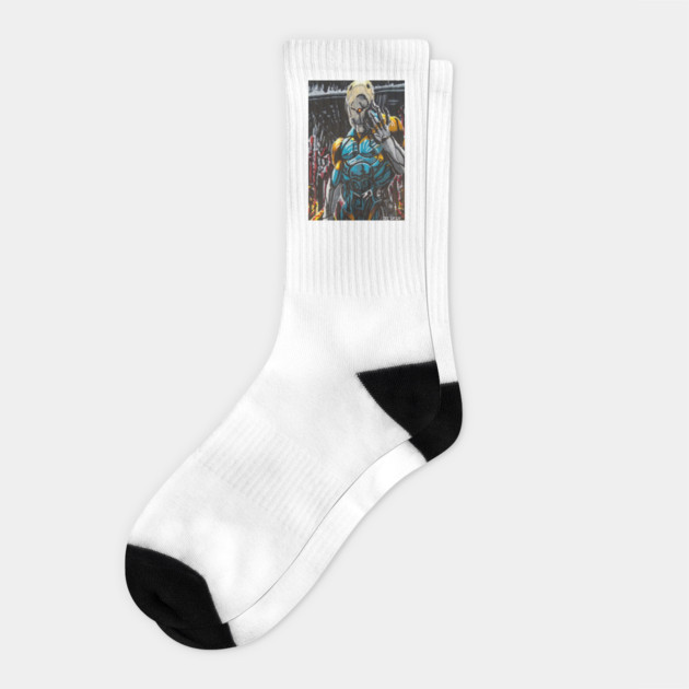 Metal Gear Solid - "Bone & Sinew" Gray Fox portrait (original) Socks by StagArtStudios