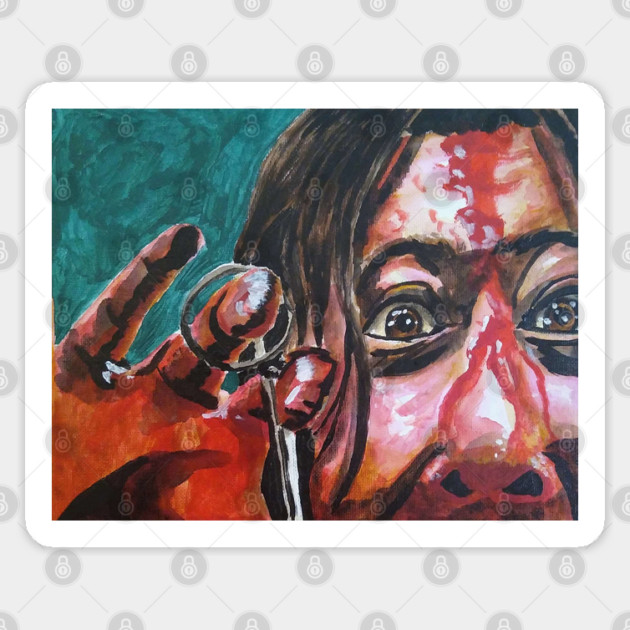 Oldboy - "See No Evil" Dae-Su Oh canvased portrait (original) Sticker by StagArtStudios