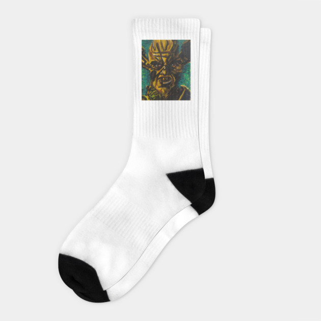 The Floronic Man "Wood Rue" portrait (original) Socks by StagArtStudios