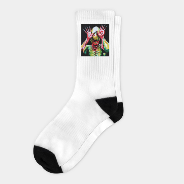 Pan's Labyrinth "The Pale Man" portrait (original) Socks by StagArtStudios