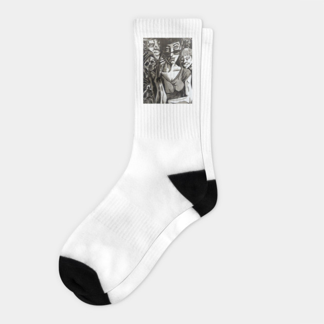 Lucifer "Crowded" Jill Presto & The Basanos portrait (original) Socks by StagArtStudios