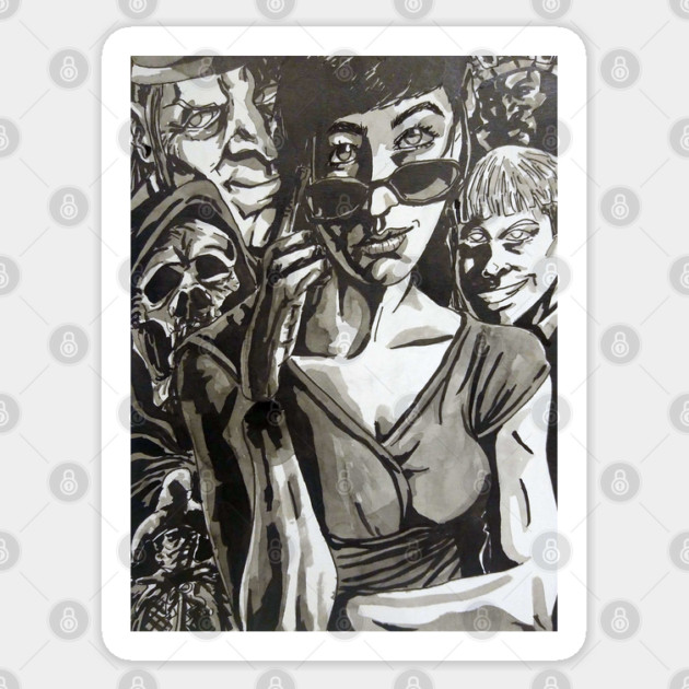 Lucifer "Crowded" Jill Presto & The Basanos portrait (original) Sticker by StagArtStudios