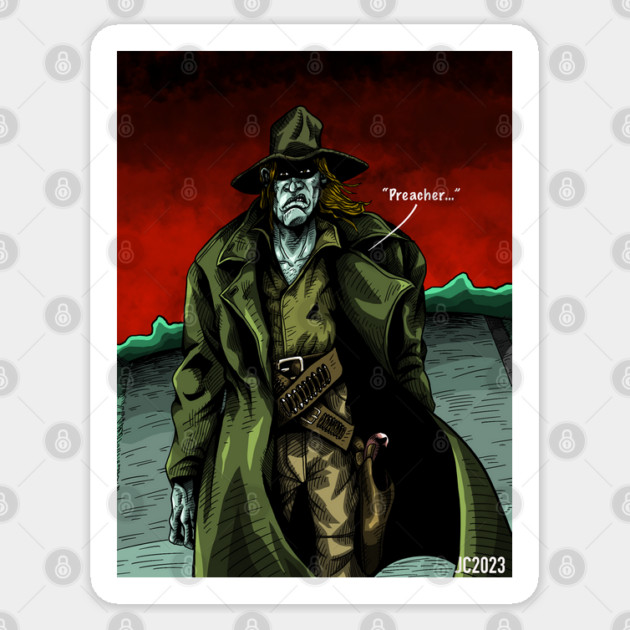 Preacher “The Man Comes Around” Saint Of Killers portrait (digital) Sticker by StagArtStudios