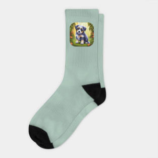 Havanese Puppy Dog Portrait Socks