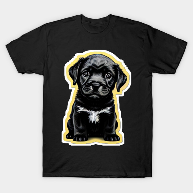Adorable Little Black Labrador Retriever Puppy T-Shirt by SymbioticDesign