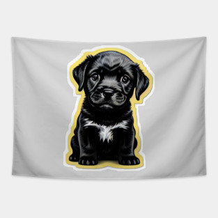 Adorable Little Black Labrador Retriever Puppy Tapestry