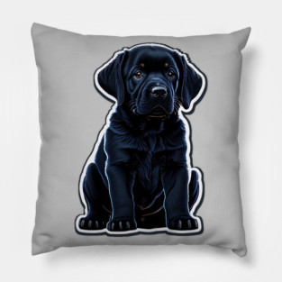 Black Labrador Retriever Puppy Pillow