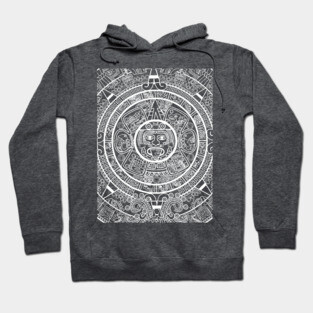 Aztec Calendar - white design Hoodie