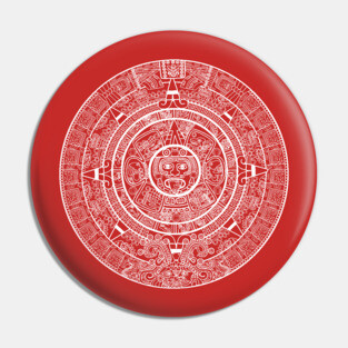 Aztec Calendar - white design Pin