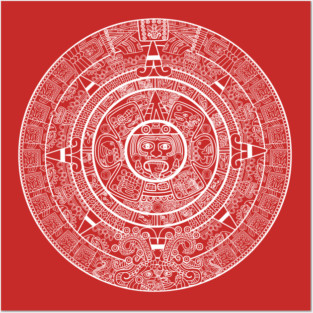 Aztec Calendar - white design Posters and Art