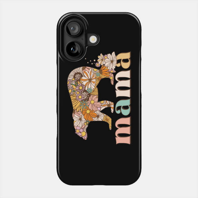 Floral Mama Bear Retro Gift Phone Case by The WYLD Tribe