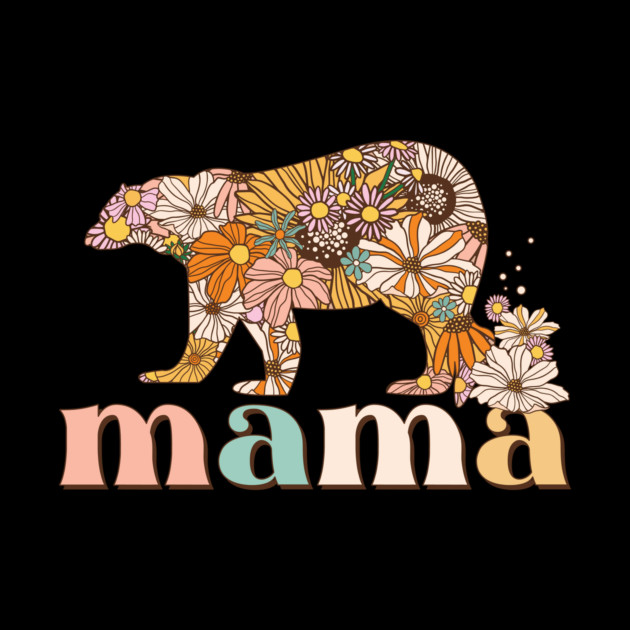 Floral Mama Bear Retro Gift by The WYLD Tribe