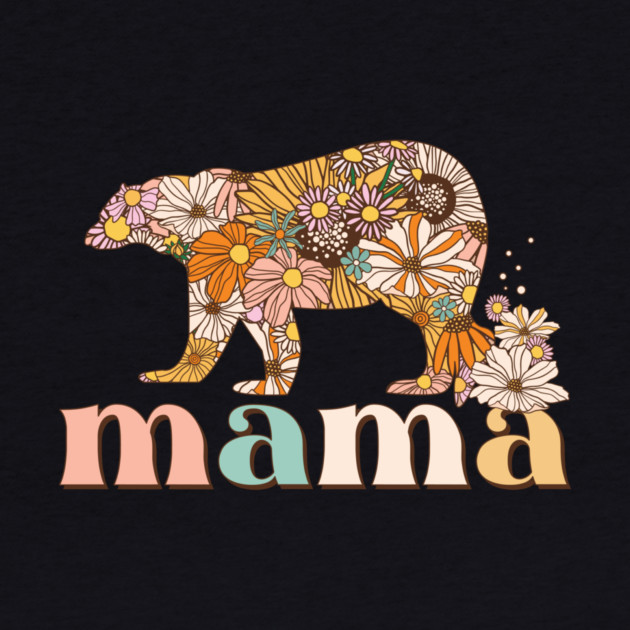 Floral Mama Bear Retro Gift by The WYLD Tribe