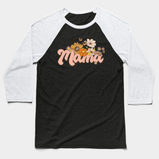 Floral Retro Mama Gift Baseball T-Shirt