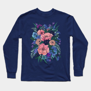 Wild Flowers (on Blue) Long Sleeve T-Shirt